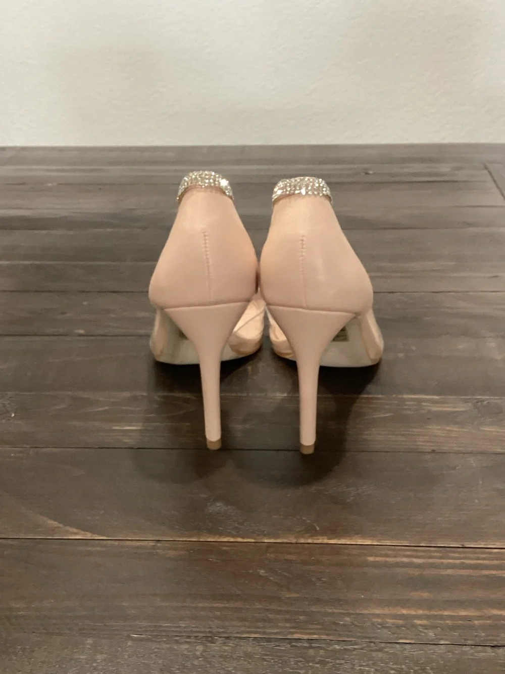 Mata Shoes Blush Nude Pointed-Toe Pumps with Crystal Trim - Picture 3 of 6